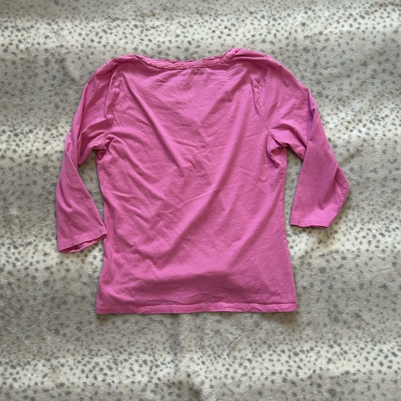 Talbots Pink Ruffled Button-Front Top - Picture 2 of 3